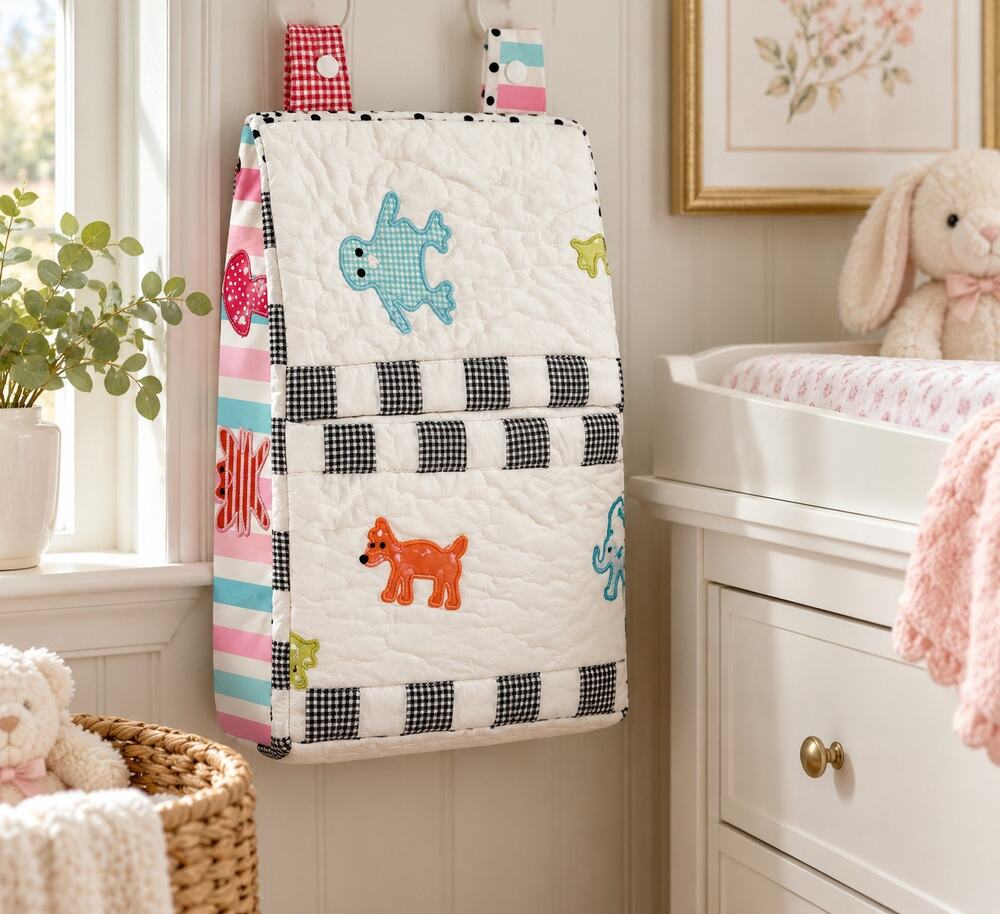 MacKenzie-Childs Animal Parade Diaper Stacker Baby Nursery 23x11.5 NEW